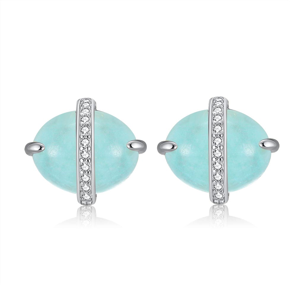 GME04-P RINNTIN GM 100% Genuine Natural Aquamarine Set 925 Sterling Silver Necklace Gemstone Jewelry Set for Women Girls