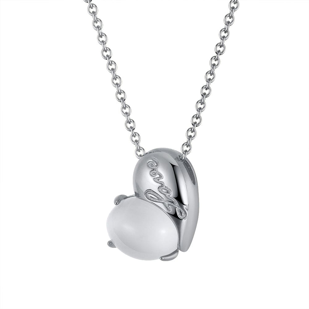 GMN08-P RINNTIN GMN08 Fine jewelry Sterling Silver 925 Genuine Natural Moonstone Gemstone Pendant Heart Necklace Set for Women Girls
