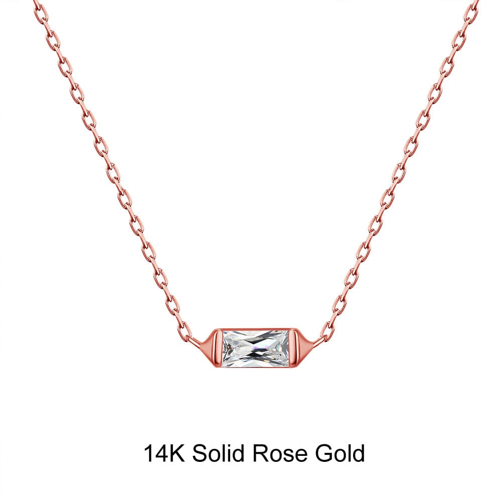 GN19-R (14K) Moissanite Diamonds Pendant -Solid Gold Necklace