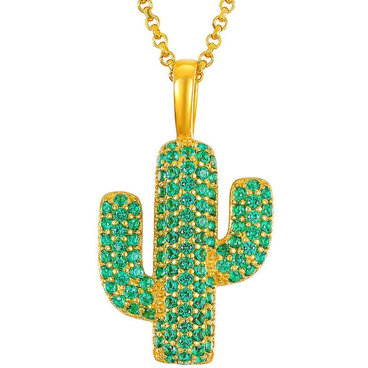 925 Sterling Zilver - 18K Goud Verguld VVS Moissanite Cactus Hanger
