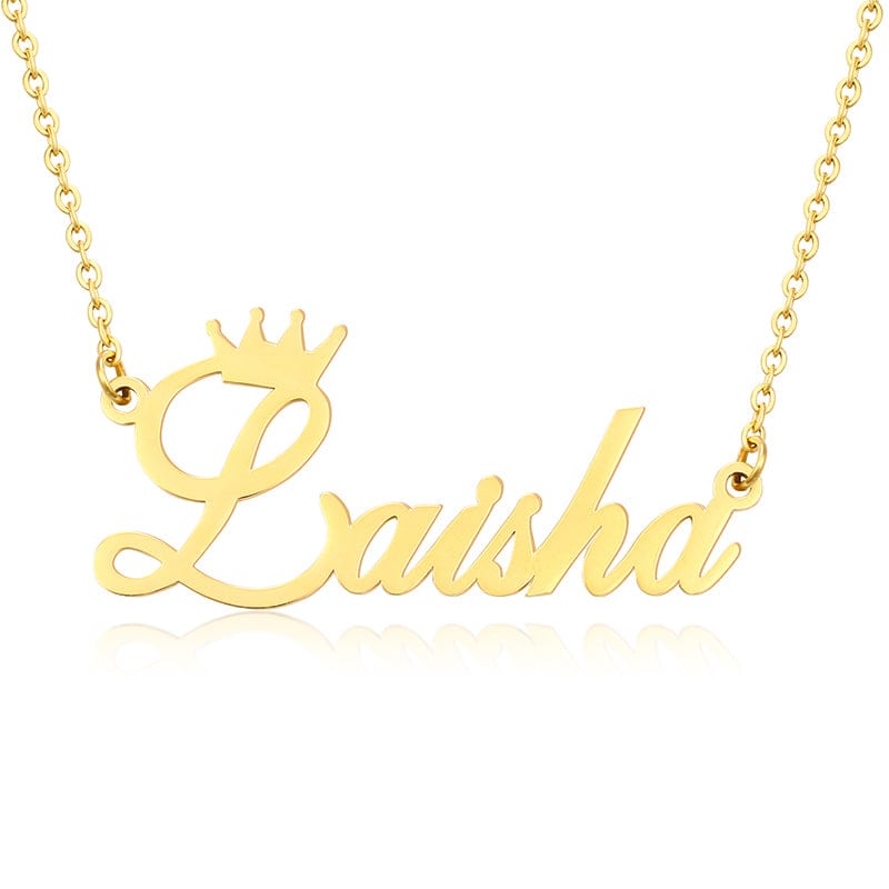 Gold 18K Gold Plated Stainless Steel Letter Charm Necklace Custom Letter Pendant With Cuban Link Chain