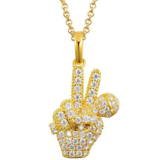 Gold 925 Silver Iced Out Moissanite Mic Charm Pendant Necklace