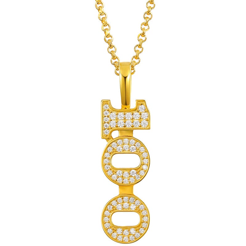 Gold 925 VVS Moissanite $100 Charm Pendant Necklace