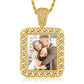 Gold Cuban Shape Custom Photo Pendant Wholesale Gold Plated Zircon Diamond Picture Pendant Necklace