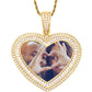 Gold Custom Heart Shape 18k Gold Plated Jewelry Findings Cuban Chain Picture Pendant