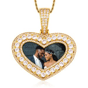 Gold Designer Charms Locket Necklace Pendant Iced Out Gold Plated Custom Photo Pendant