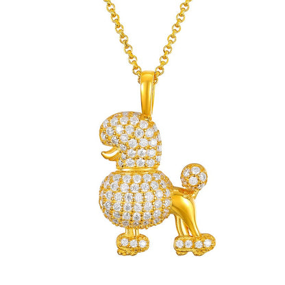 Gold Dog Charm Jewelry 18K Gold Plated Silver Pendant Moissante Diamond Pendant