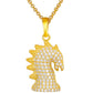Gold Gold Plated Chess Charm - 925 Silver VVS Moissanite Hippocampus Pendant Necklace