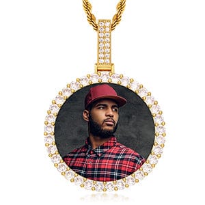 Gold Hip Hop Gold Jewelry 18k Necklace Iced Out Crystals Picture Pendant