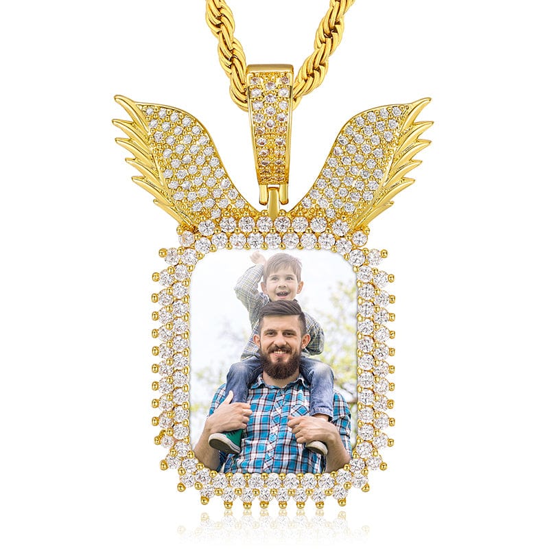 Gold Hip Hop Jewelry Iced Out Copper Zircon Diamond Custom Photo Pendant Necklace