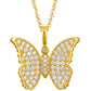 Gold Iced Out 925 Sterling Silver  - VVS Moissanite Butterfly Charm Pendant Necklace