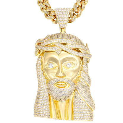 Gold Iced Out Luxury 14K 18K Gold Plated Micro Pave Zircon Diamond Jesus Pendant