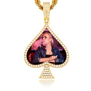 Gold Peach-Heart Shape Hip Hop Jewelry Gold Plated Necklace Name Necklace Personalised Picture Pendant