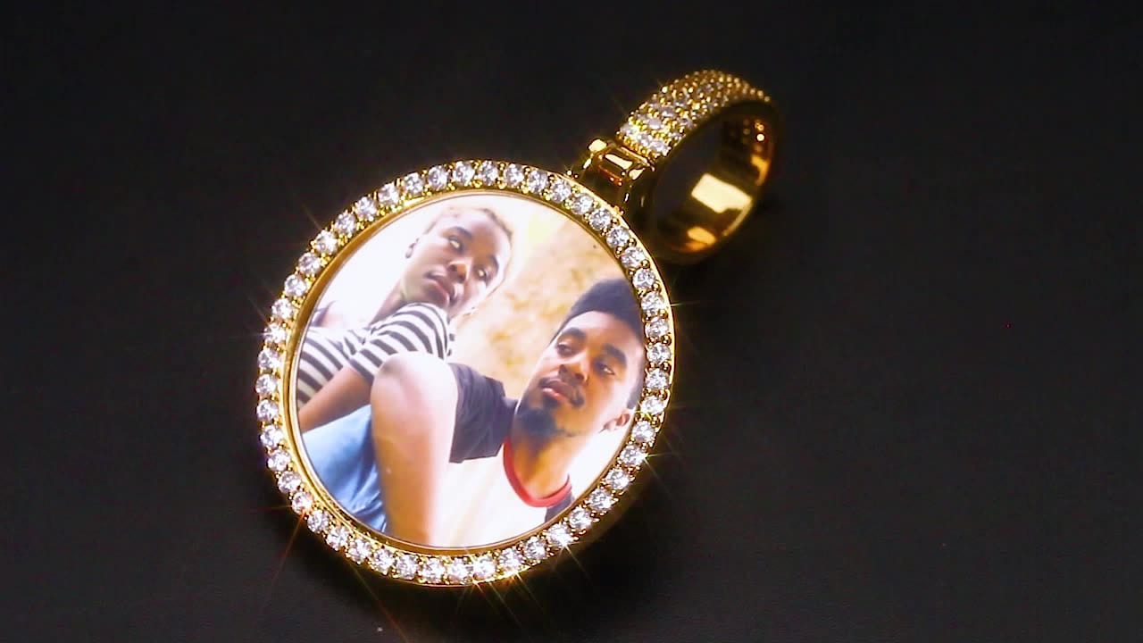 Gold Plated Brass AAAAA Cubic Zirconia Big Size Clasp Custom Photo Pendant