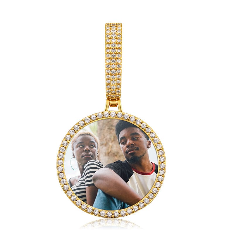 Gold Plated Brass AAAAA Cubic Zirconia Big Size Clasp Custom Photo Pendant