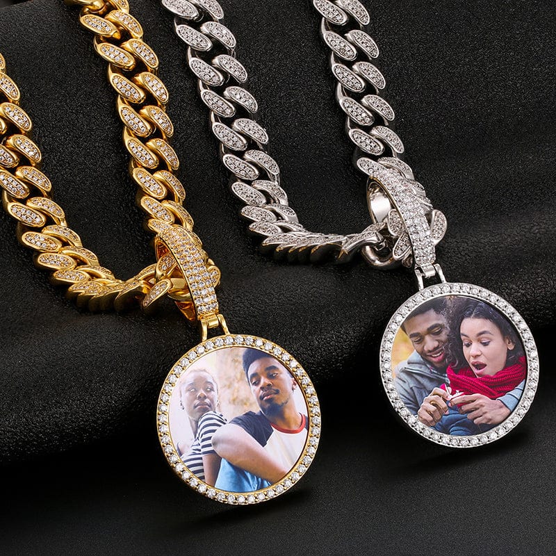 Gold Plated Brass AAAAA Cubic Zirconia Big Size Clasp Custom Photo Pendant