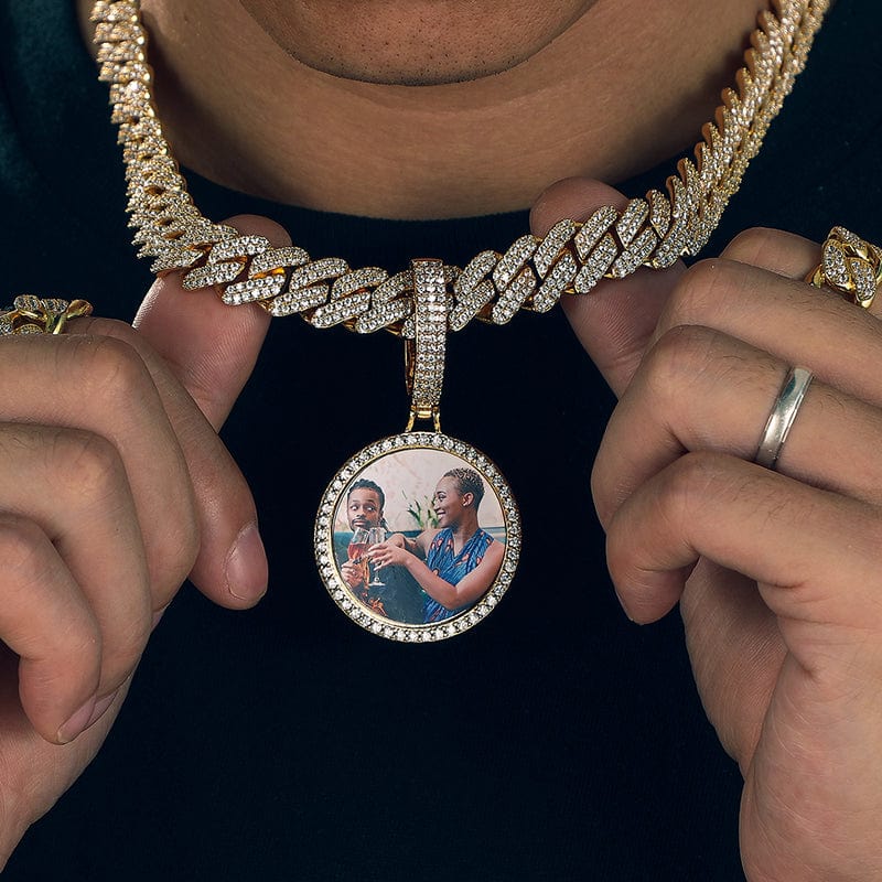 Gold Plated Brass AAAAA Cubic Zirconia Big Size Clasp Custom Photo Pendant