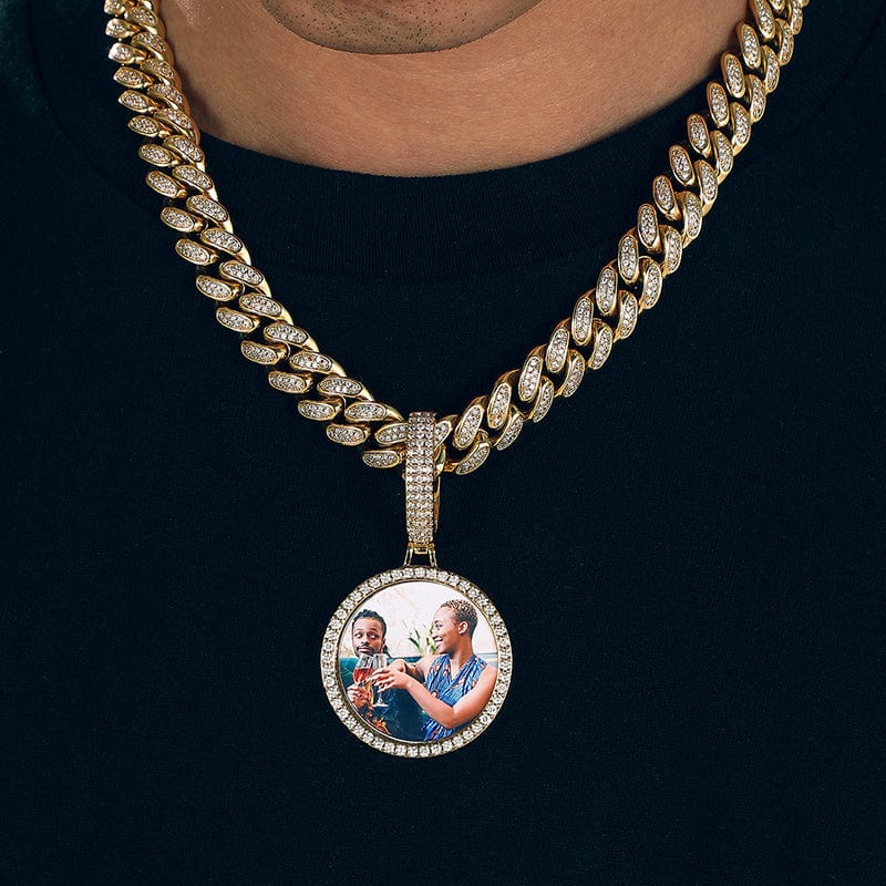Gold Plated Brass AAAAA Cubic Zirconia Big Size Clasp Custom Photo Pendant