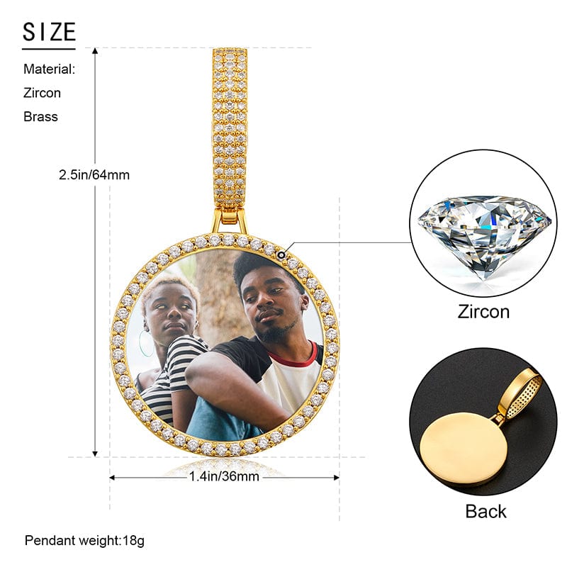 Gold Plated Brass AAAAA Cubic Zirconia Big Size Clasp Custom Photo Pendant