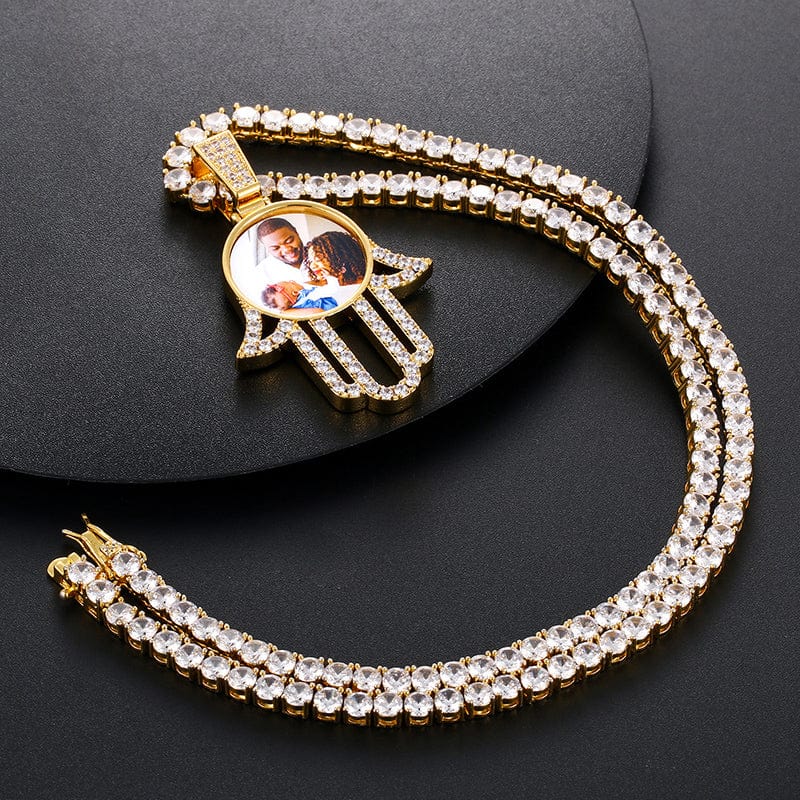 Gold Plated Jellyfish Shape Photo Pendant Hip Hop Custom Medallion Photo Frame Pendant