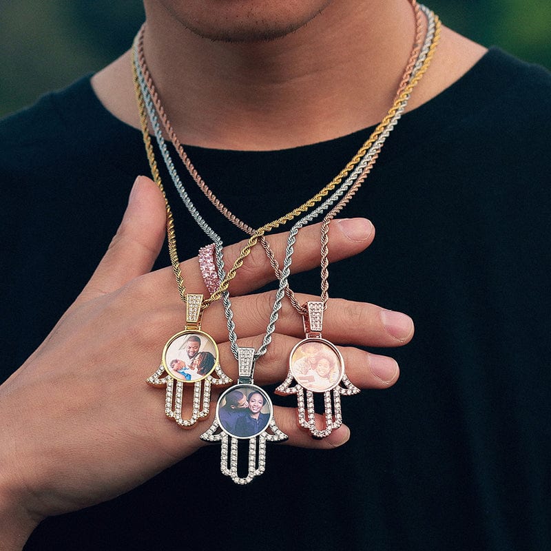 Gold Plated Jellyfish Shape Photo Pendant Hip Hop Custom Medallion Photo Frame Pendant