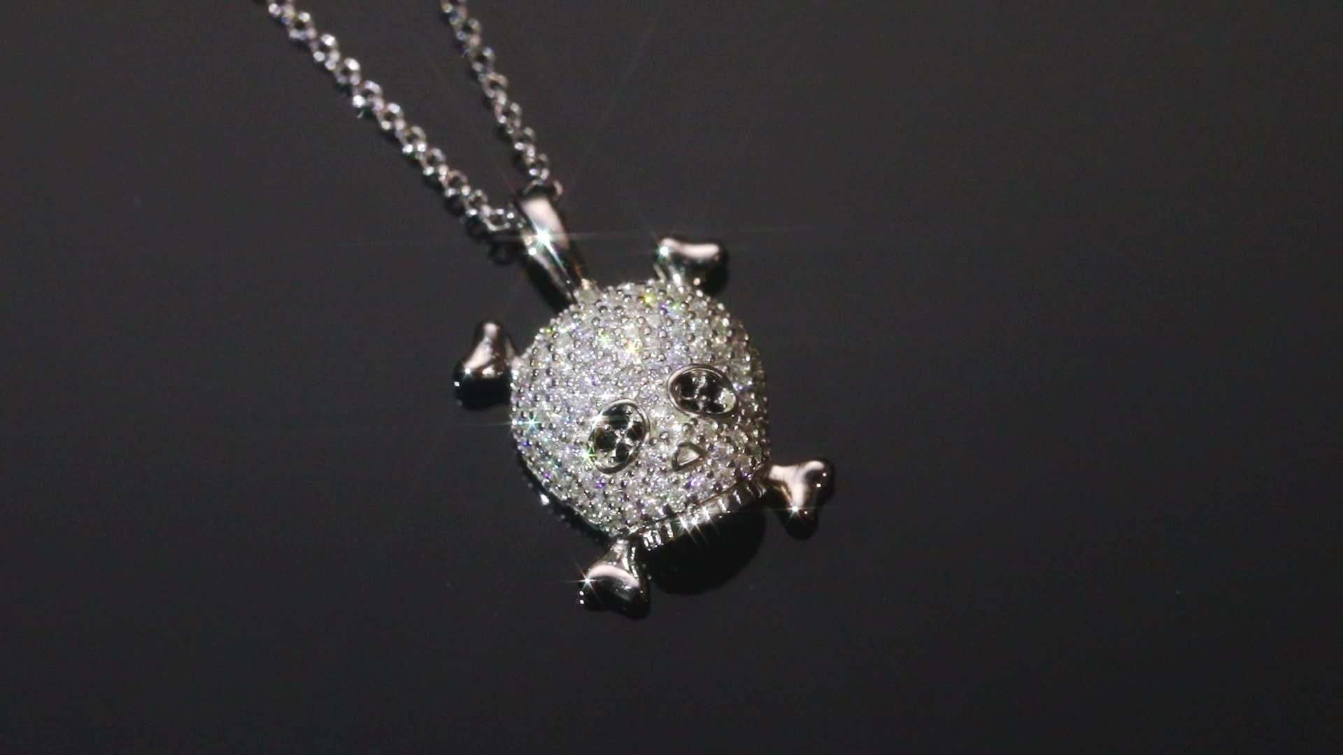Gold Plated Pure Silver VVS Moissanite Diamond Skull Charm Pendant Necklace For Men Women