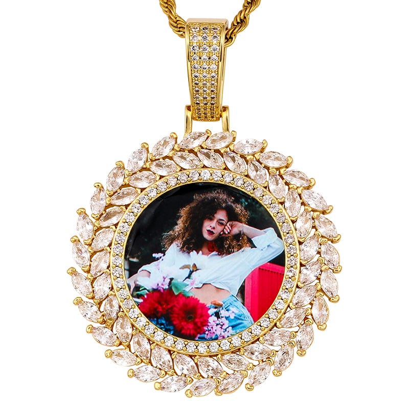Gold Pure Crystal Stone Charms Pendant Miss Jewelry Hip Hop Custom Picture Pendant