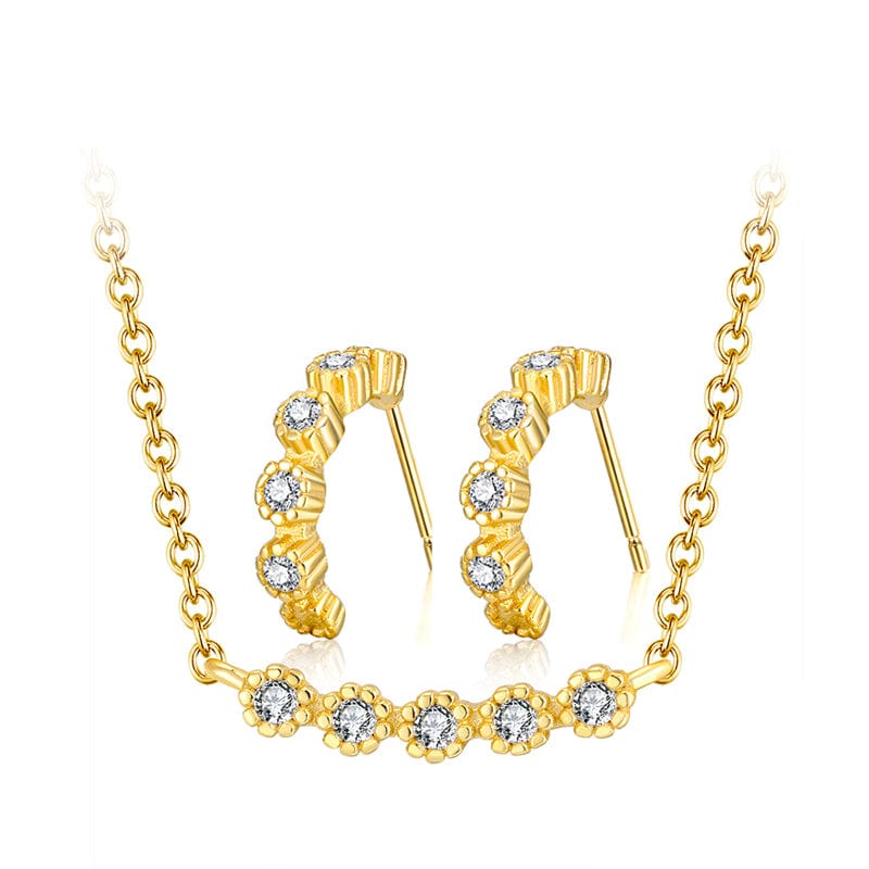 Gold RINNTIN SS59 925 Sterling Silver Gold Plated Earrings Necklace Jewelry Set for Girls