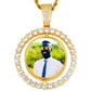 Gold Round Sublimation Jewelry Blanks Necklace Hip Hop Rotating Photo Frame Memorial Pendant With Custom Picture