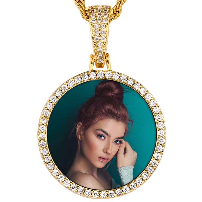 Gold Small Size Gold Plated Brass Zircon Custom Photo Pendant Sublimation Memory Frame Pendant