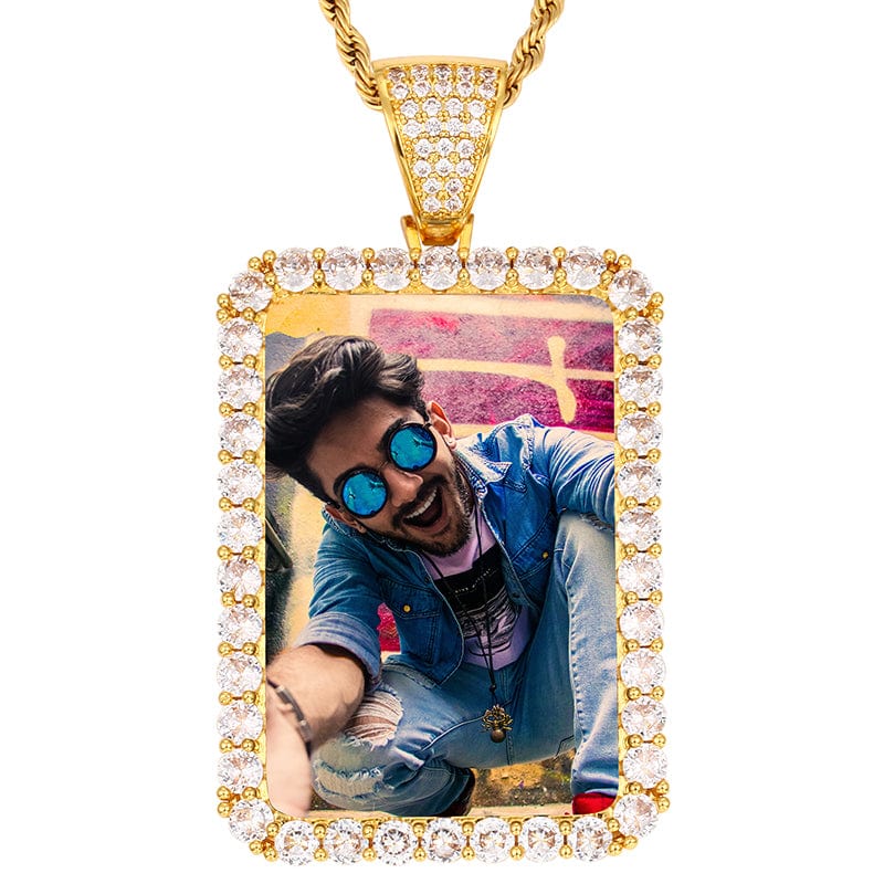 Gold Sublimation Blanks 18K Gold Plated Mens Charms Iced Out Crystals Healing Gemstones Picture Pendant