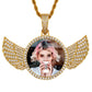 Gold Trend Hip Hop Charms Wing Medallions Mens Kids Necklace Custom Iced Out Pendant With Picture Inside