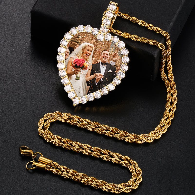 Necklace Sublimation Heart Shaped Sublimation Jewelry Blanks - Pendant with Necklace Gold