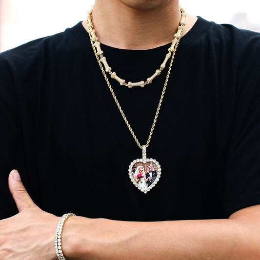 Custom Gold Plated Heart Shape Pendant  Rope Necklace