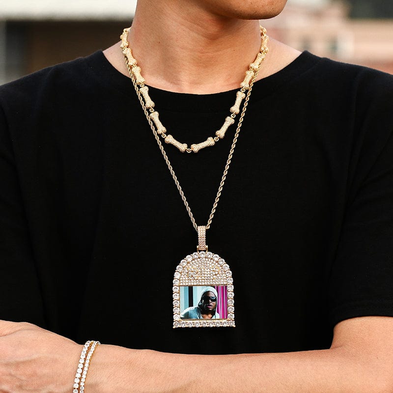 peardedesign com hip hop charms necklace custom cz crystal picture pendant with rip logo 31409133125811