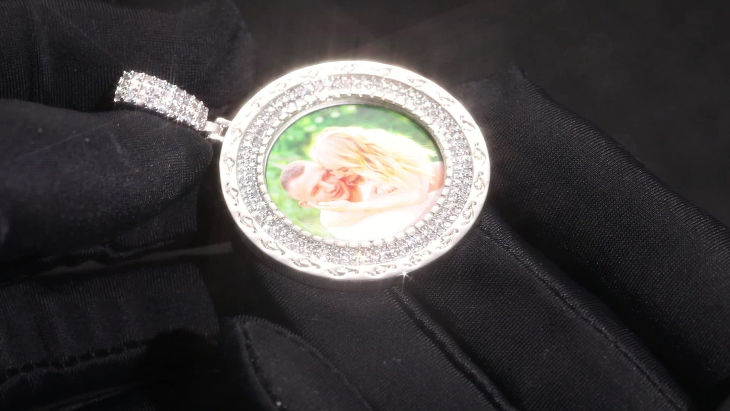 Hip Hop Custom Picture Necklace Memory Blank Photo Pendant With Rope Chain