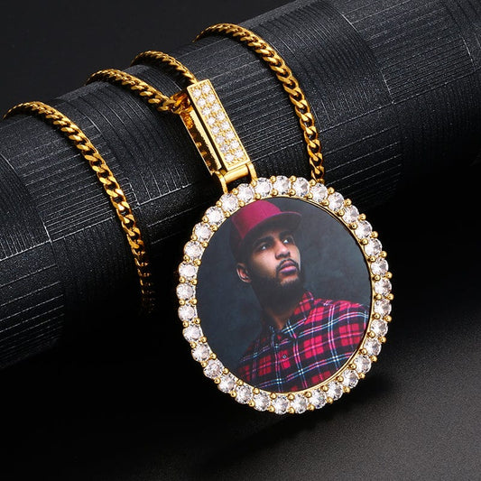 18k Gold Plated Rope Chain - Iced Out Crystals Pendant