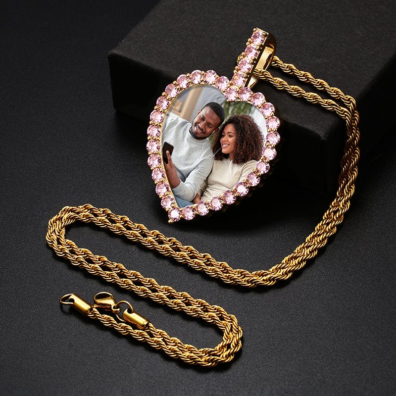 Hip Hop Jewelry Crystals Healing Necklace Picture Pendant With Cuban Link Chain