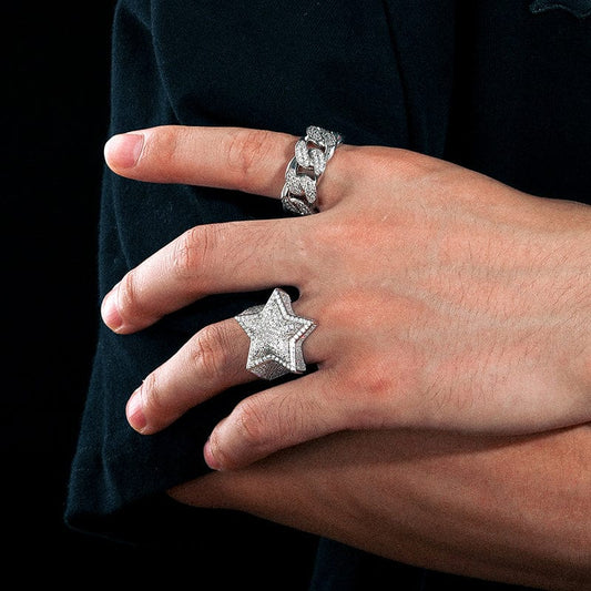 Iced Out Star Ring,  Hiphop Rings For Sale,  VVS Moissanite Diamond Jewelry