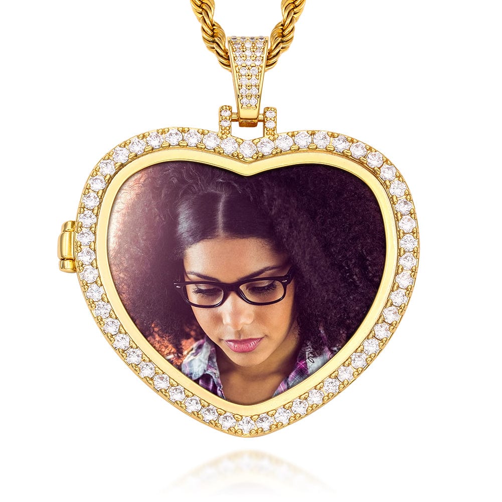 Hip Hop Picture Chain Iced Out Sublimation Jewelry Blank Locket Memory Photo Pendant
