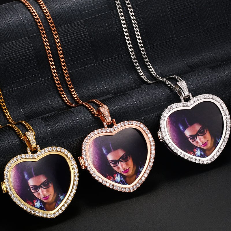 Hip Hop Picture Chain Iced Out Sublimation Jewelry Blank Locket Memory Photo Pendant