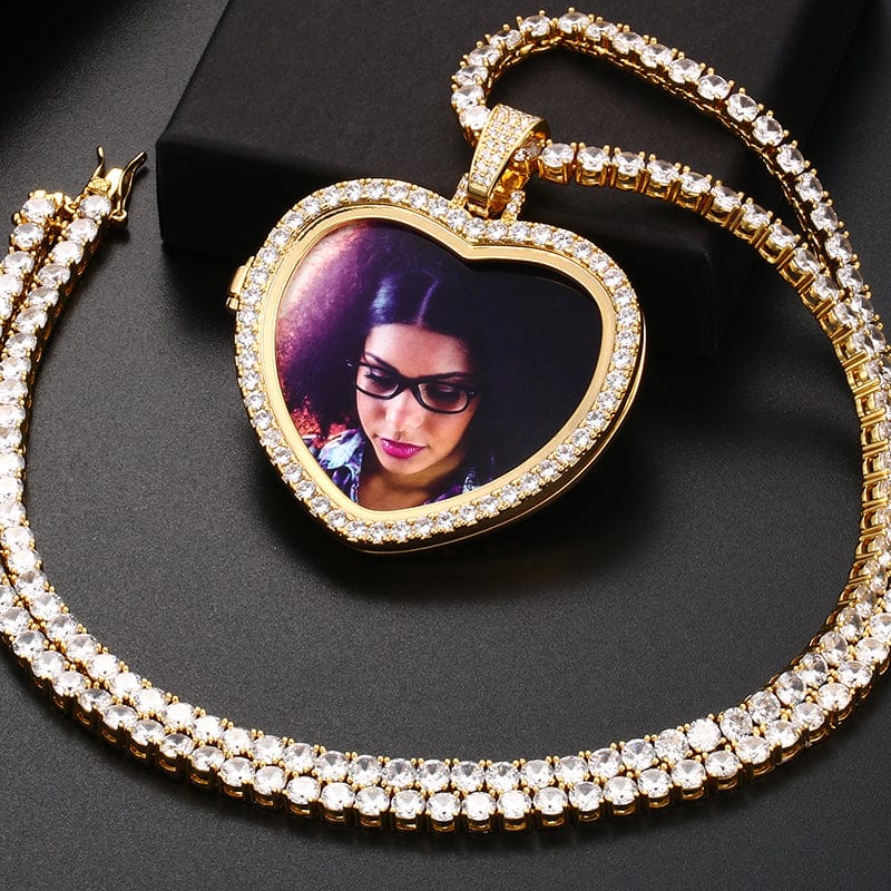 Hip Hop Picture Chain Iced Out Sublimation Jewelry Blank Locket Memory Photo Pendant