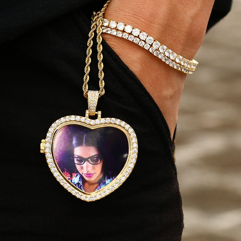 Hip Hop Picture Chain Iced Out Sublimation Jewelry Blank Locket Memory Photo Pendant