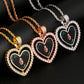 Hip Hop Rotating Heart Locket Charms Pendant Custom Minimalist Sublimation Blanks Crystal Picture Frame Pendant