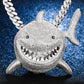 Hop Hop Jewelry Custom Iced Out 18K Gold Plated Full Paved CZ Diamond Shark Pendant Necklace