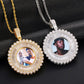 Iced Out Flower Picture Pendant Necklace Hip Hop Bling Custom Photo Memory Pendant