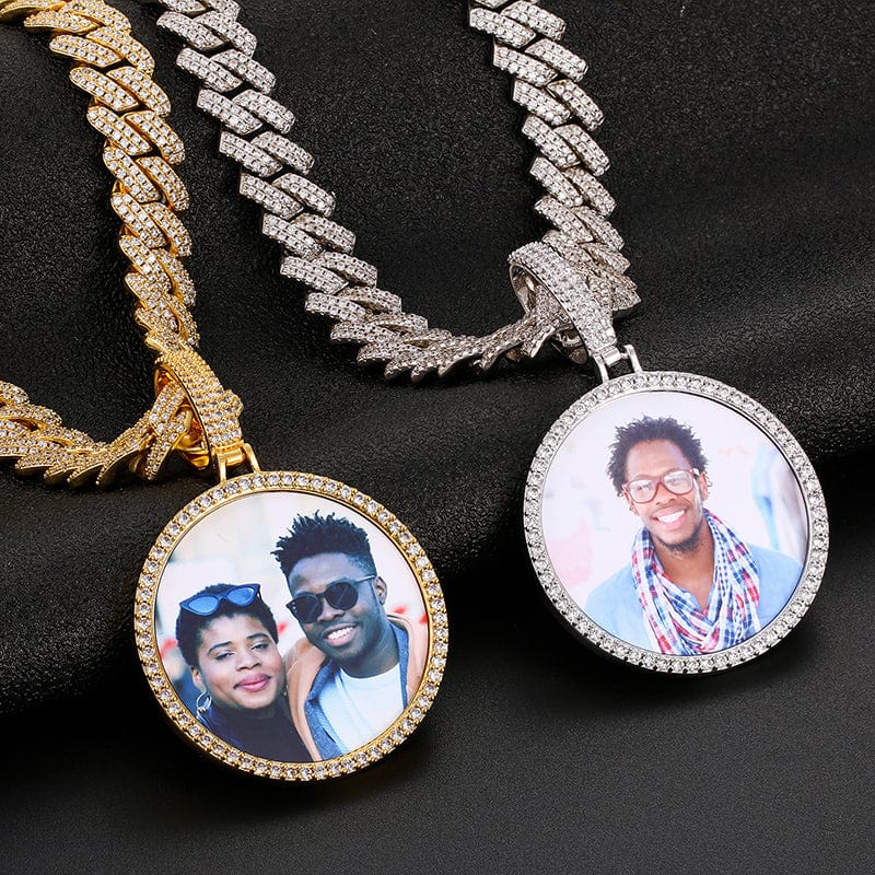 Iced Out Gold Filled Zircon Big Size Clasp Custom Photo Sublimation Blanks Pendant For Men Women