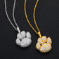 Iced Out Silver 925 VVS Moissanite Dog Paw Charm Pendant Necklace
