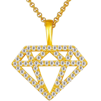Iced Out Sterling Silver  - Moissanite Diamond Silhouette Charm Pendant Luxury Gold Plated Pendant