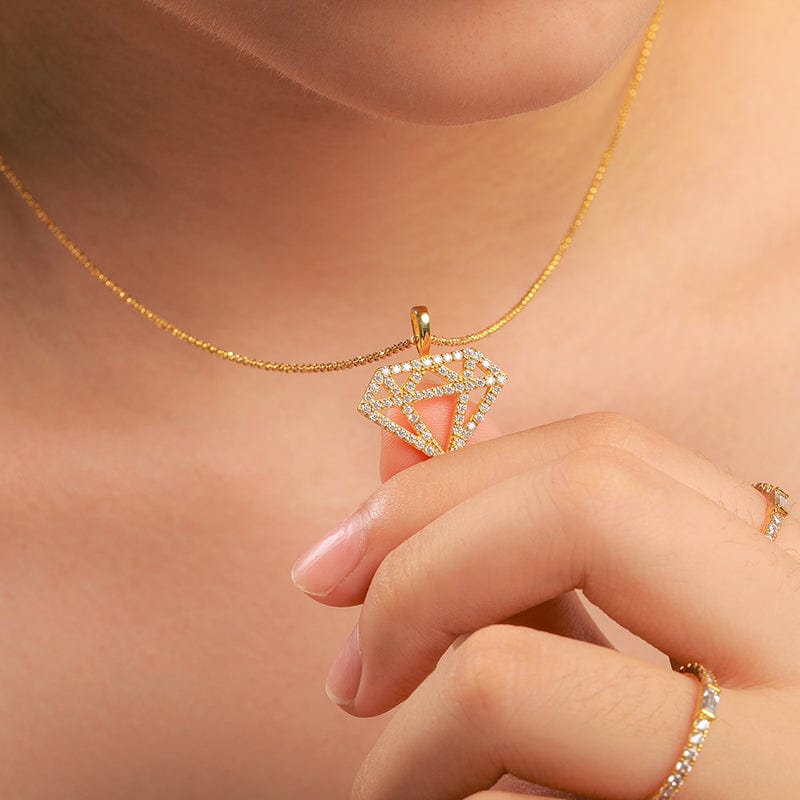 Iced Out Sterling Silver  - Moissanite Diamond Silhouette Charm Pendant Luxury Gold Plated Pendant